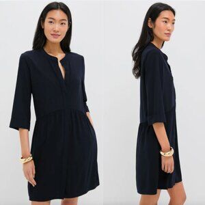 Tuckernuck Crepe Royal Shirt Dress Navy Cotton